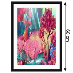 999Store Multicolor MDF Tree and Levaes Printed Paper Wall Painting - Set of 1 image 5