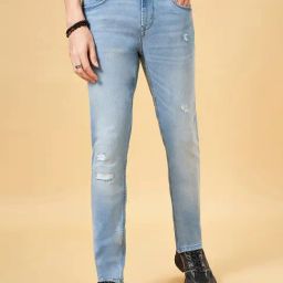 SF Jeans by Pantaloons Light Blue Skinny Fit Distressed Jeans-image-82