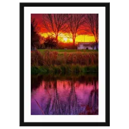 999Store Multicolor MDF River View Printed Paper Wall Painting - Set of 1 image 2