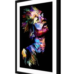 999Store Multicolor MDF Abstract Lady Face Printed Paper Wall Painting - Set of 1 image 3
