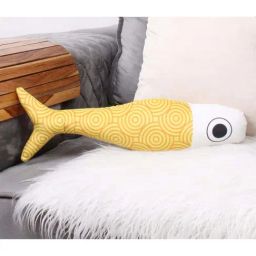 STITCHNEST Yellow Velvet Fish Shaped Cushion-image-30