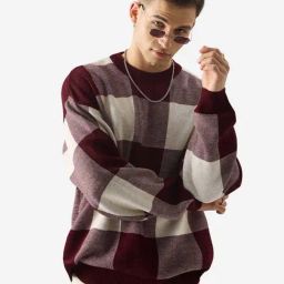 The Souled Store Originals Multicolor Check Oversized Pullover-picture-13