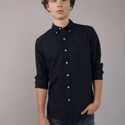 American Eagle Navy Cotton Regular fit Solid Shirt-picture-22