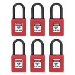 BRADY Lockout Padlock with 6 Keys Nylon Red, 39N243 (Set of 6 Pcs)-image-110