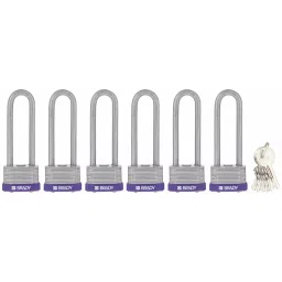 BRADY Keyed Padlock with 6 Keys Steel Purple, 39N367 (Set of 6 Pcs)-image-79