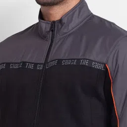 Spykar Black & Grey Cotton Regular Fit Colour Block Sweatshirt image 4
