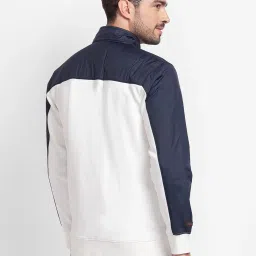 Spykar White & Navy Cotton Regular Fit Colour Block Sweatshirt image 2