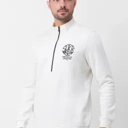 Spykar White Cotton Regular Fit Sweatshirt image 3