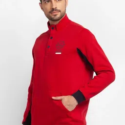 Spykar Red Cotton Regular Fit Colour Block Sweatshirt image 3
