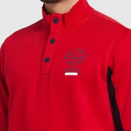 Spykar Red Cotton Regular Fit Colour Block Sweatshirt image 4