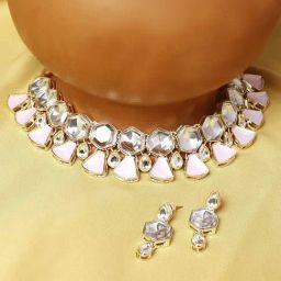 OOMPH Pink Kundan Indo Western Look Choker Set-44