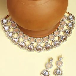 OOMPH Pink Kundan Jadau Indo Western Look Choker Set-10