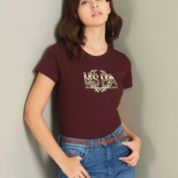 U.S. Polo Assn. Wine Cotton Printed T-Shirt-image-25