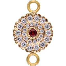 C. Krishniah Chetty Group Elegant with Sparkling Stones and Red Centerpiece Gold Mugappu-image-19