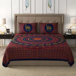 JaipurFabric Rust 100% Pure Cotton 180 TC Double Bedsheet with 2 Pillow Covers-image-19