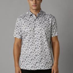 Louis Philippe Grey Cotton Slim Fit Printed Shirt-picture-45