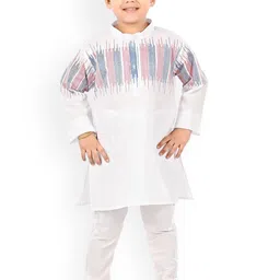 BAESD Boys Geometric Printed Mandarin Collar Straight Kurta With Trouser-3