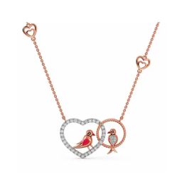 Joyalukkas 18k Rose Gold & Diamond Love Birds Necklace for Women-image-82