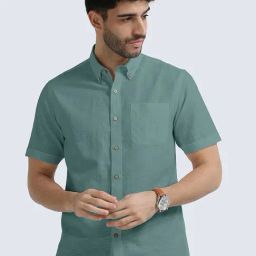 The Formal Club Watercress Linen Blend Smart Fit Shirt-15