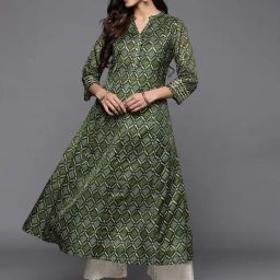 Varanga Green Printed Flared Kurta-image-73