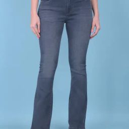 Crimsoune Club Grey Blended Regular Fit Mid Rise Bootcut Jeans-image-60