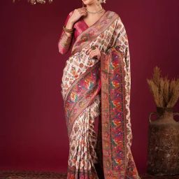 Saree Mall Cream Viscose Self Saree with Blouse Piece-image-15