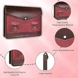 FEDUS File Storage Bag with Snap Button Dark Brown image 3