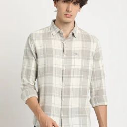 The Bear House Grey Cotton Regular Fit Checks Shirt-image-41