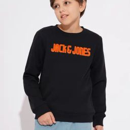 Jack & Jones Junior Boys Black Cotton Blend Typography Sweatshirt-picture-10
