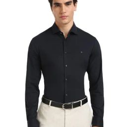 TOMMY HILFIGER Black Nylon Slim Fit Solid Shirt-image-91