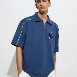Studiofit by Westside Navy Logo-Detailed Relaxed-Fit Polo T-Shirt-picture-6
