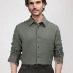 Rare Rabbit Olive Regular Fit Solid Shirt-image-32