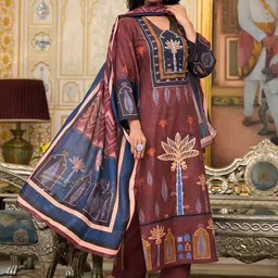 Anouk Ethnic Motifs Printed Zardozi Straight Kurta With Trousers & Dupatta-image-64