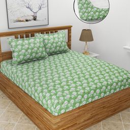 MORADO Green Cartoon Characters Printed Wool 210 TC Queen Bedsheet Set 1.82 m x 1. 98 m-image-87
