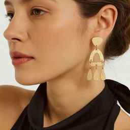Accessorize Textured Triple Teardrop Shaped Drop Earrings-image-65