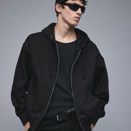 H&M Men Oversized Fit Zip-Through Hoodie-58