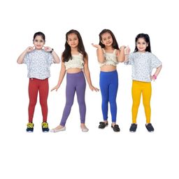 Tik Tok WEARS Girls Yellow Churidar Length Leggings-picture-36