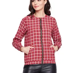 Fabnest Red Checks Bomber Jacket-29