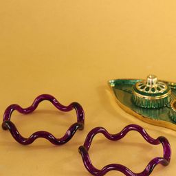 NMII Set of 2 Zig Zag Crystal Glass Spiral Kada Bangles-81