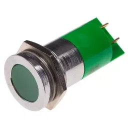 RS PRO Green Panel Mount Indicator , Mounting Hole Size 22 mm, Termination Type Solder Tab, Model No 204883-46