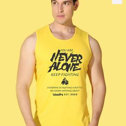 WOOSTRO Pack Of 2 Printed Super Combed Cotton Gym Vests VWS26(ALONE YELLOW)(BKLN WHITE)-image-89