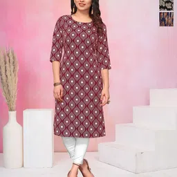 KETAKI FASHION Selection Of 3 Quirky Printed Round Neck Straight Kurtas-picture-7
