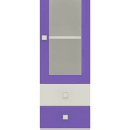 Adona Minerva Bookshelf-Cum-Storage Cabinet with Glass Shutter & 2 Drawers - Lavender Purple-8