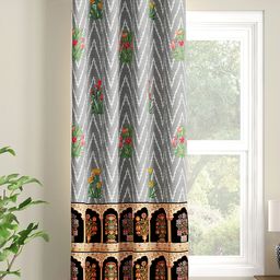 SEJ by Nisha Gupta Single Abstract Eyelet Window Curtain - Grey-image-49