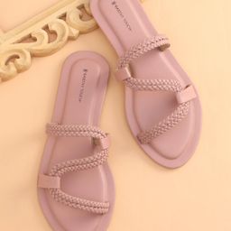 Earthy Touch Premium Ethnic Wear  Chappal Braided Design - Peach-image-79