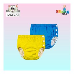 Chinmay Kids Reusable Swimwear Diaper Pants Set Of 2 - Blue & Yellow-12
