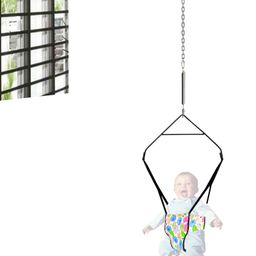 Vparents 2 in 1 Baby Toddler Jumper with Window Hanging Metal Stand Cum Baby Walking Harness Function - Blue-4