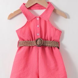 Kookie Kids Sleeveless Solid Color Jumpsuit - Fuchsia-image-73