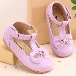 Cute Walk by Babyhug Slip On Ballerinas with Velcro Closure & Bow Applique - Purple-image-69