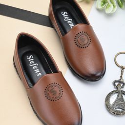 Stefens Abstract Designed Slip On Shoes - Tan-picture-26